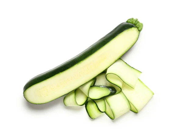 Scheiben Frischer Zucchini Auf Weißem Hintergrund — Stockfoto