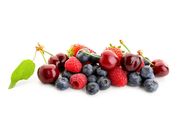 Different Fresh Ripe Berries White Background — Stock Photo, Image
