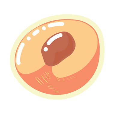 Beyaz arka planda tatlı olgun şeftalinin yarısı