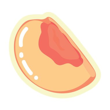 Beyaz arka planda tatlı olgun şeftali dilimi