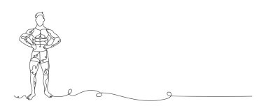 Beyaz arkaplanda cizilmiş vücut geliştirici