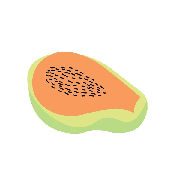 Die Hälfte Der Reifen Papaya Auf Weißem Hintergrund — Stockvektor