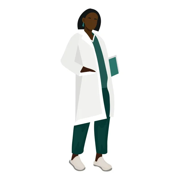 Beyaz Arka Planda Afro Amerikalı Kadın Doktor — Stok Vektör