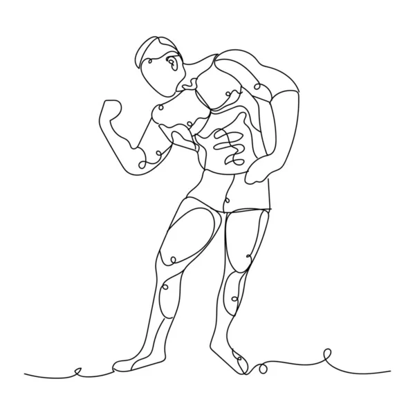 Disegnato Bodybuilder Sfondo Bianco — Vettoriale Stock
