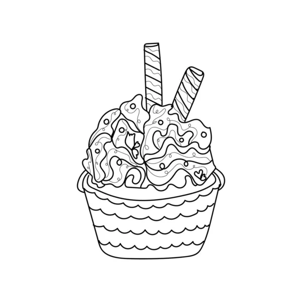 Disegnato Gustoso Cupcake Sfondo Bianco — Vettoriale Stock