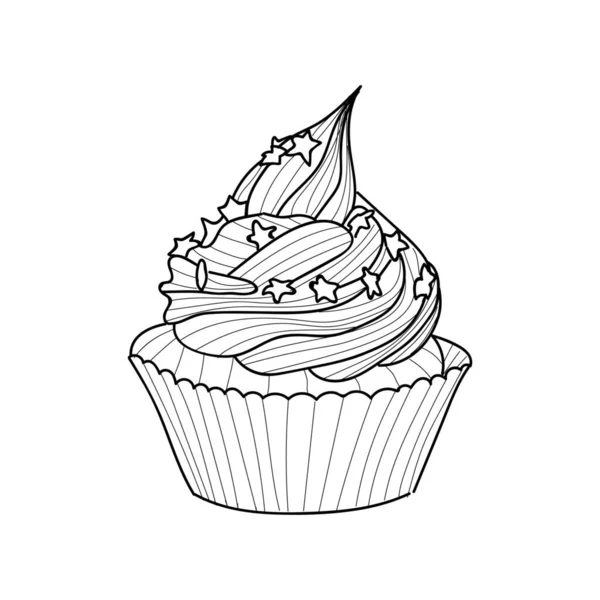 Tecknad Välsmakande Cupcake Vit Bakgrund — Stock vektor