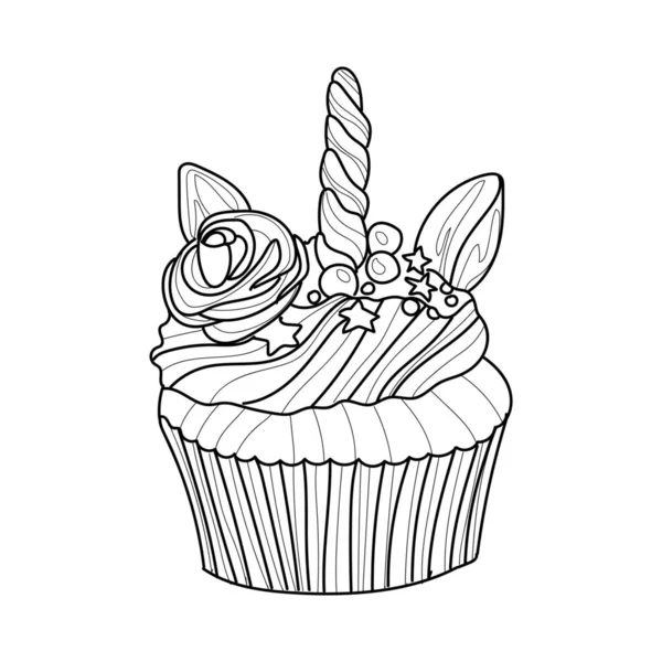 Drawn Creative Cupcake White Background — Stock Vector