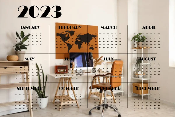 Saydam Yıl 2023 Takvim Modern Ofis Içi — Stok fotoğraf