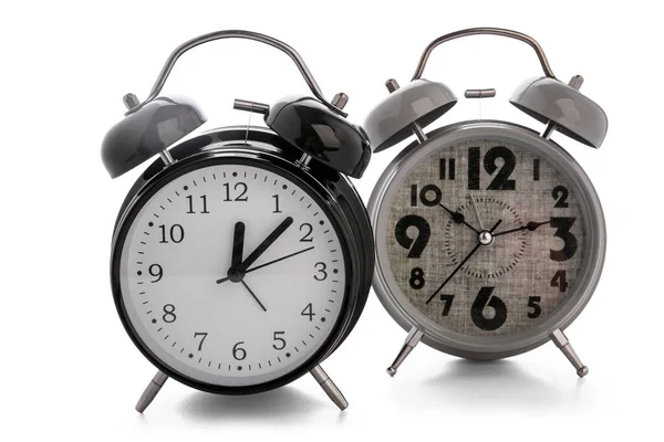 Metal Alarm Clocks White Background — Stock Photo, Image