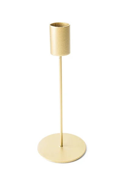 Goldener Kerzenhalter Auf Weißem Hintergrund — Stockfoto