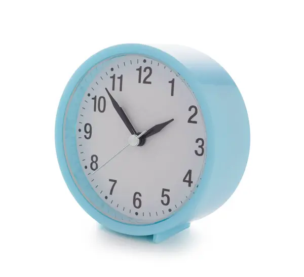Beyaz Arkaplanda Mavi Alarm Saati — Stok fotoğraf