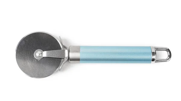 Steel Pizza Cutter White Background — Stock Photo, Image