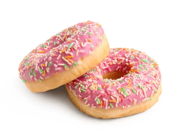 Doce Donuts Fundo Branco — Fotografia de Stock