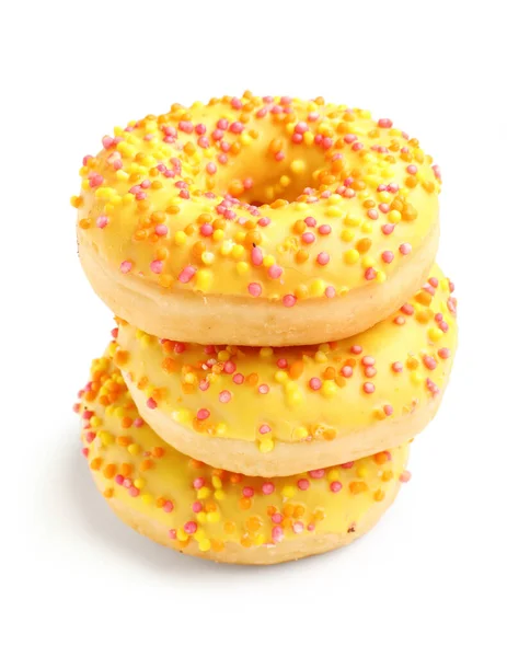 Doce Donuts Fundo Branco — Fotografia de Stock