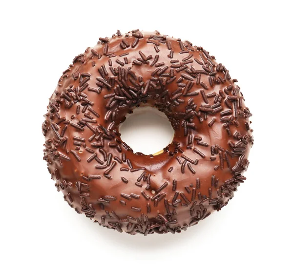 Doce Chocolate Donut Fundo Branco — Fotografia de Stock