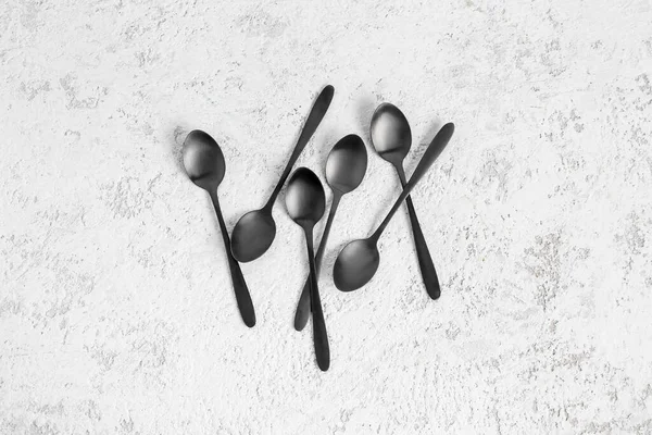 Stainless Steel Spoons White Background — Stock Photo, Image