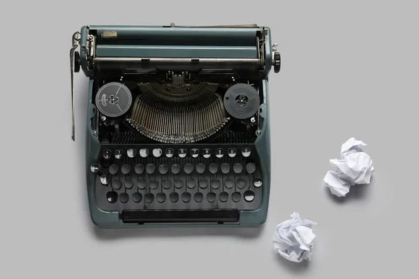 Vintage Typewriter Crumpled Paper White Background — Stock Photo, Image