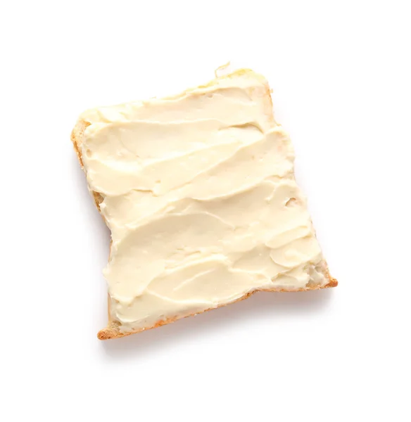 Tasty Toast Cream Cheese White Background — Stock Photo, Image
