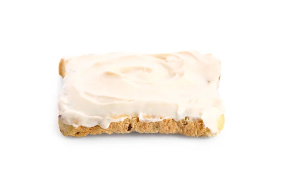 Tasty Toast Cream Cheese White Background — Stock Photo, Image