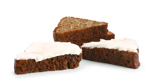Tasty Sandwiches Cream Cheese White Background — Stock Photo, Image