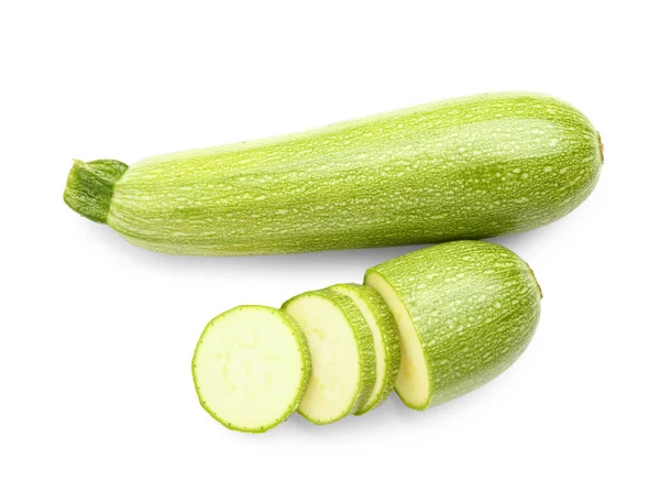Frische Grüne Zucchini Auf Weißem Hintergrund — Stockfoto