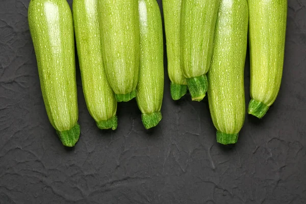Many Fresh Green Zucchini Black Background — Stock Photo, Image