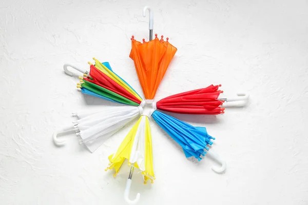 Composition Different Umbrellas White Background — Stock Photo, Image