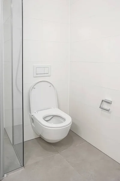 Witte Toiletpot Buurt Van Lichtmuur Kamer — Stockfoto