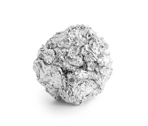 Crumpled Ball Aluminium Foil Isolated White Background — Stock Photo, Image