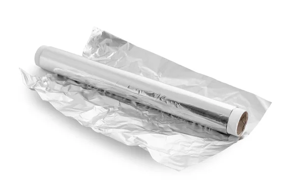 Roll Aluminium Foil White Background — Stock Photo, Image