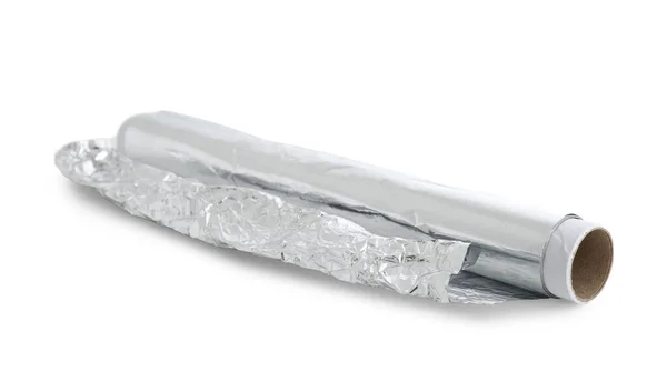 Rollo Papel Aluminio Aislado Sobre Fondo Blanco — Foto de Stock