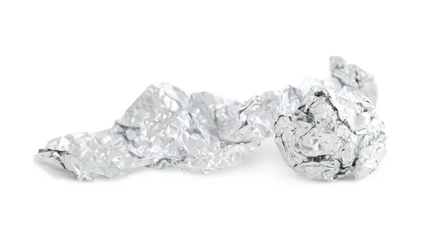 Crumpled Aluminium Foil Isolated White Background — Stock Photo, Image