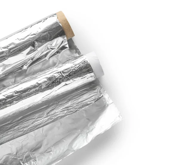 Aluminium Foil Rolls White Background — Stock Photo, Image