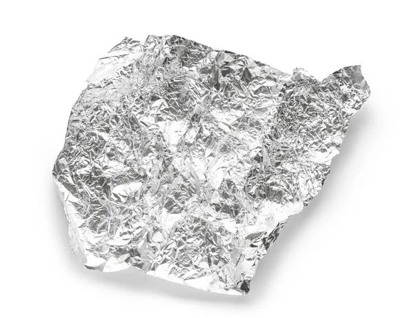 Zerknüllte Aluminiumfolie Auf Weißem Hintergrund — Stockfoto