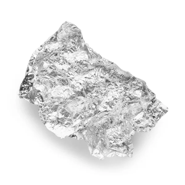 Folha Alumínio Amassada Isolada Sobre Fundo Branco — Fotografia de Stock