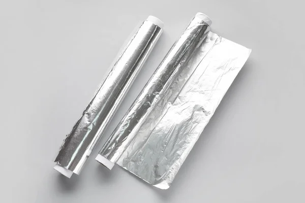Aluminium Foil Rolls Grey Background — Stock Photo, Image