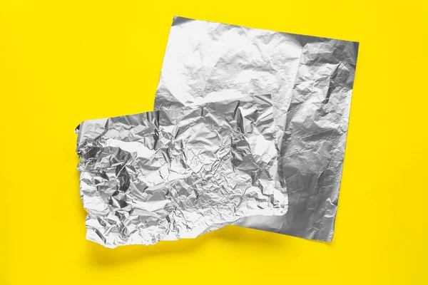 Sheets Aluminium Foil Yellow Background — Stock Photo, Image