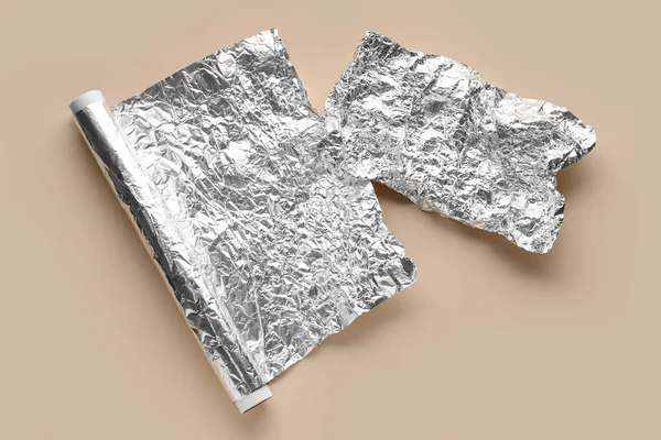 Crumpled Aluminium Foil Color Background — Stock Photo, Image