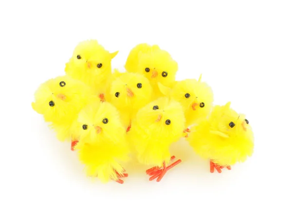 Funny Toy Chicks White Background — Stock Photo, Image