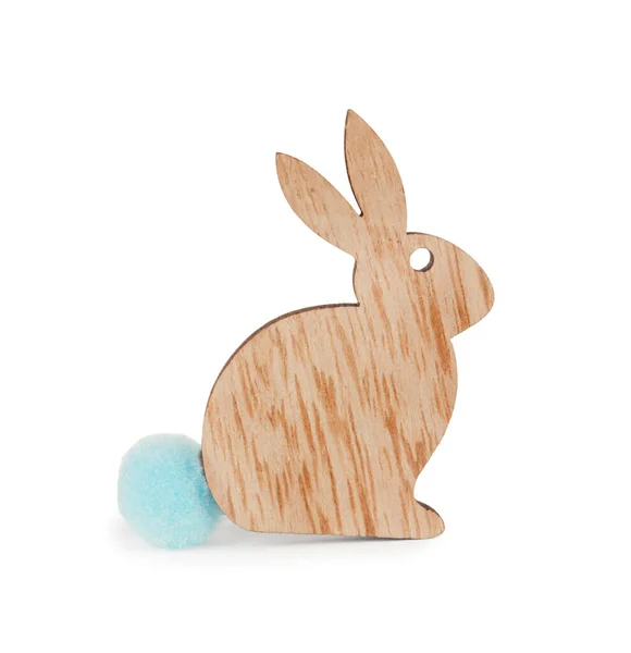 Wooden Easter Bunny White Background — Stock Photo, Image