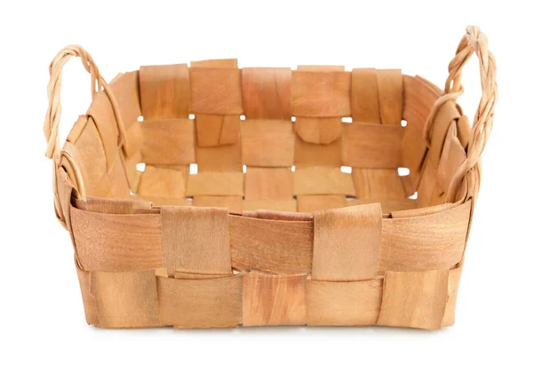Stylish Wicker Basket White Background — Stock Photo, Image