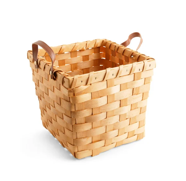 Stylish Wicker Basket White Background — Stock Photo, Image