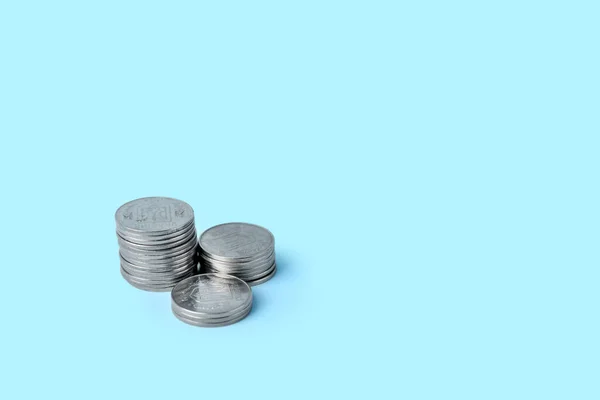 Stacks Coins Blue Background — Stock Photo, Image