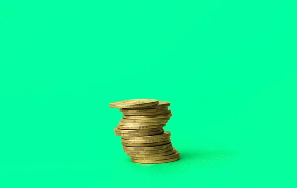 Stack Coins Green Background — Stock Photo, Image