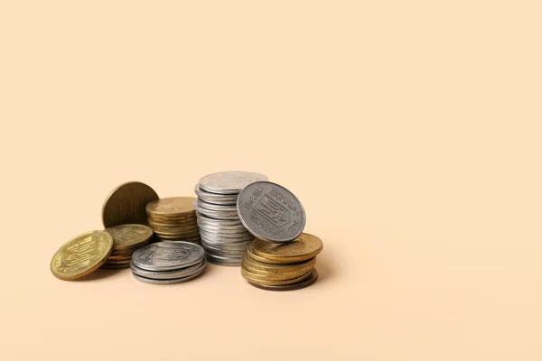 Stacks Coins Beige Background — Stock Photo, Image