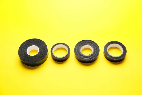 Adhesive Tape Rolls Yellow Background — Stock Photo, Image