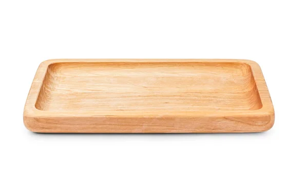 Drewniana Taca Izolowana Białym Tle — Zdjęcie stockowe