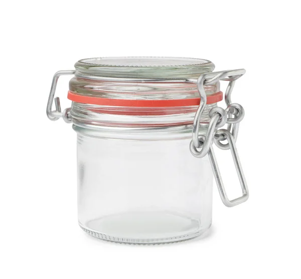 Stylish Glass Jar Isolated White Background — Stock Photo, Image