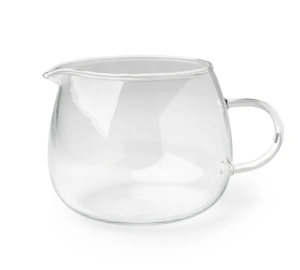 Bule Vidro Elegante Isolado Fundo Branco — Fotografia de Stock