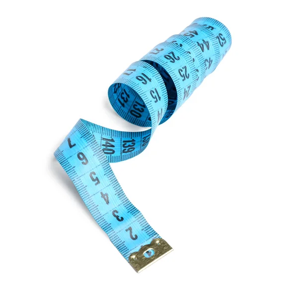 Blue Tape Measure White Background — Stock Photo, Image
